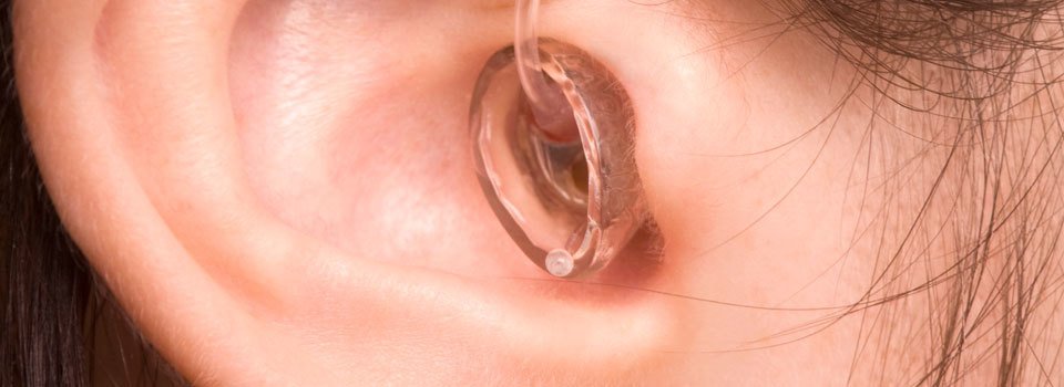 A close-up of a hearing aid